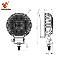 Projecteur LED 27W pour camion et remorque, faisceau rond de 3,6 pouces, 1600LM, étanche IP67, 9-32V, boîtier en aluminium, lentille en PC