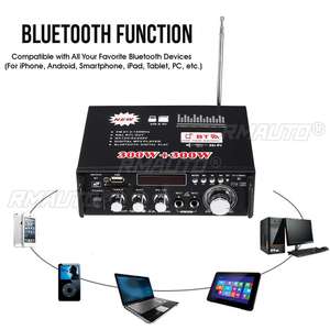 Amplificador de Potencia de Audio Estéreo Digital HIFI BT-298A de 2 Canales con Pantalla LCD, 12V/220V, Bluetooth, Radio FM, 600W, para Auto y Hogar, con Control Remoto - Product Image 4