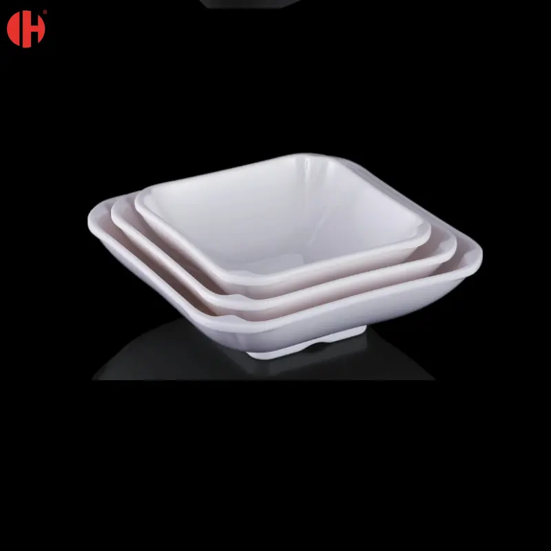 F0006 классическая белая пластиковая посуда для салата в скандинавском стиле для пикника, Экологически чистая квадратная меламиновая тарелка и миски, набор столовой посуды для ресторана
