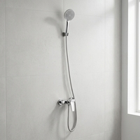 Mitigeur de douche à haute pression avec poignée en ABS chromé poli contemporain, support au sol pour salle de bain, baignoire - pour utilisation en appartement