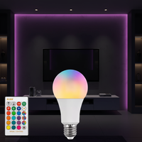 Ampoule LED intelligente RGB 12W A80 E27 à intensité variable avec télécommande, alimentation CA, certifiée RoHS, ampoules globe en PC