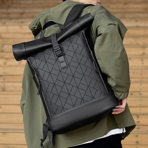 High-End Men's Laptop <b>Backpack</b> Double-Back Functional <b>Roll</b>-Top Design Stylish Workwear Polyester & Waterproof - Product Image 4