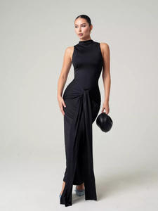 OuYaan tenue pour femme élégante sans manches à lacets débardeur jupe taille haute robe <span class=keywords><strong>Maxi</strong></span> Sexy Slim Fit moulante robe de soirée Chic - Product Image 6