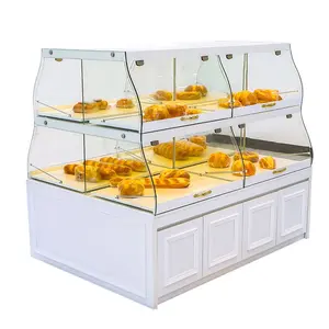 Op Maat Gemaakte Groothandel Cake Display Showcase Bakkerij Vitrine Kast Brood Display Rack Met Led Verlichting