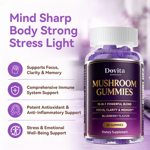 Gummies Complexe 12-en-1 aux Champignons (Crinière de Lion, Reishi, Chaga, Maitake, Cordyceps) pour la Concentration et la Mémoire, Véganes, 90 unités, Fabrication OEM aux États-Unis - Product Image 3