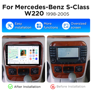 Autoradio stéréo Junsun 9 pouces avec Carplay et Android Auto pour Mercedes Benz Classe S W220 1998 - 2005, unité principale multimédia, lecteur DVD de voiture - Product Image 2