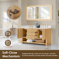 SENYUModern Meuble-lavabo double en bois avec miroir et armoire de rangement, design scandinave