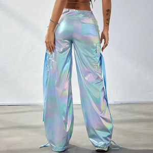 <span class=keywords><strong>Pantaloni</strong></span> Cargo Olografici Riflettenti Personalizzati per Donne, <span class=keywords><strong>Pantaloni</strong></span> Hip Hop, Abbigliamento Femminile - Product Image 2