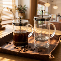Cafetière à piston française en verre réutilisable noire 800ml 350ml 600ml 1000ml