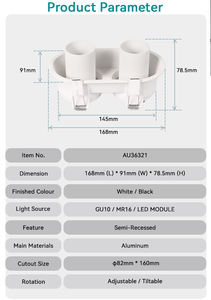 Foco Empotrable Antideslumbrante IP20 de Dos Cabezas, Marco Ajustable para Foco, Carcasa para Foco LED GU10 - Product Image 5