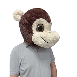 Capiente adorabile e sorridente personaggio di scimmia Costume da mascotte copricapo adulti animali Cosplay foto oggetti di scena soffice maschera da scimmia da festa - Product Image 1