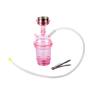 Taza de hookah portátil, taza de plástico personalizada con luz LED, para viaje, coche, venta al por mayor