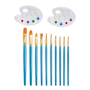 12pcs 1 Set Nylon Wool Brush Acrylic Painting Watercolor Brush Painting Brush With Color Palette