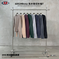Nouveauté 2026 Artiemaster T-shirts pour hommes, style vintage, respirants, à manches longues, coupe ample, col rond, en coton délavé, effet vieilli et bords bruts