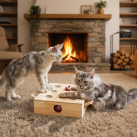 Jouet Whack-a-Mole pour chat : Casse-tête interactif en bois adapté aux animaux de compagnie - Jouet souris viral pour chats, sensation Internet