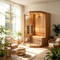 Sauna infrarouge lointain en bois de cèdre 1000x1000x2000cm, durable, en cèdre rouge aromatique avec verre trempé de 8mm