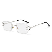 Accessoire de mode, lunettes de soleil pour femmes avec monture carrée en métal, sans monture, verres taillés en diamant, lunettes de soleil tendance UV400, Gafas De Sol
