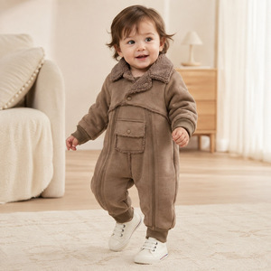 Tutina con Colletto Foderata in <span class=keywords><strong>Pelliccia</strong></span>, Calda per Autunno e Inverno, Unisex per Neonati - Product Image 4