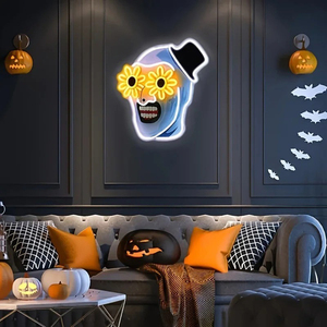 Enseigne néon LED UV personnalisée en acrylique avec logo sur mesure pour enfants, motif tête de mort souriante effrayante, fabriquée en Chine pour la décoration murale - Product Image 2