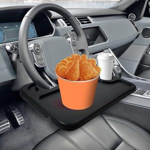 工厂定制多功能便携式汽车方向盘书桌车载食品托盘带饮料架 - Product Image 6