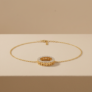 <b>Circle</b> of Life Halo Diamond Bracelet – Open Eternity <b>Ring</b> CVD Lab Diamond 10K 14K 18K Solid Rose Gold Chain Wristlet - Product Image 2