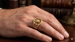 DIVYORO Luxury Gold Plated <b>Men</b> <b>Ring</b> Fashion Jewelry Copper and Brass Classic Finger <b>Ring</b> Suitable for Daily and Party Wear - Product Image 2