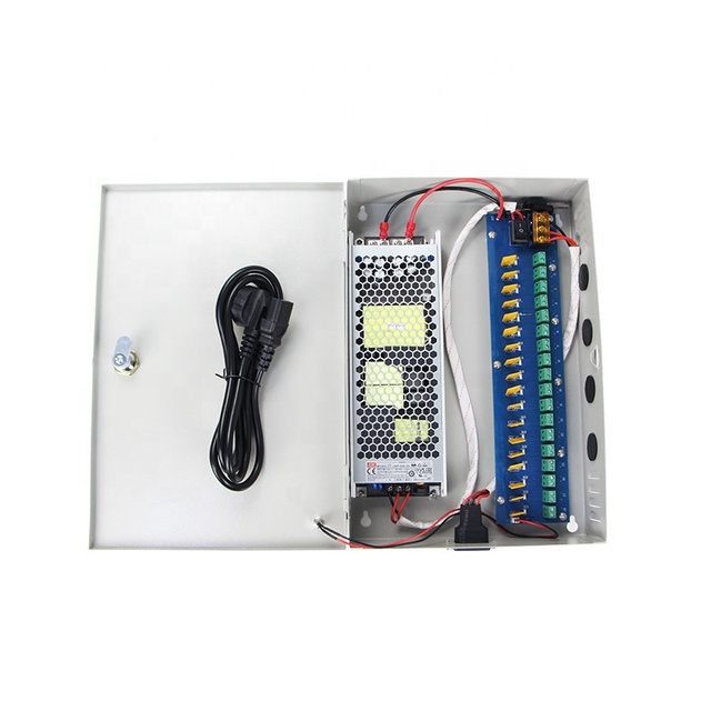 Fanless Low Noise Design 18CH CCTV Curtain Motor Control Electrical Distribution Box With 500W 12V 24V Mean Well Power Supply