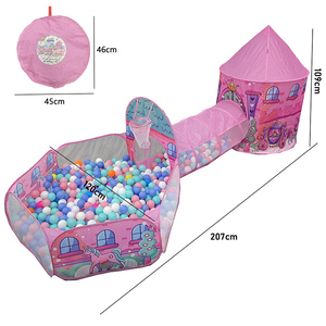 Venta caliente Pink Unicorn Carriage Juego <span class=keywords><strong>de</strong></span> 3 piezas Fairy Tale Castle Play House Crawl Tunnel & Ball Pit para niños pequeños - Product Image 2