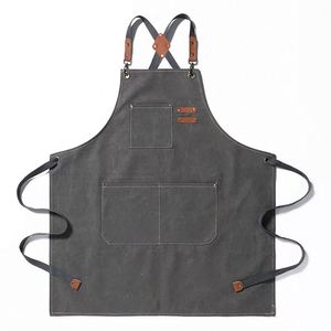 Custom Waterproof Coffee Shop Barista Chef Restaurant Menf Oil-proof 100% Cotton Canvas Cooking <b>Kitchen</b> <b>Aprons</b> with Pockets - Product Image 3