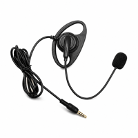 Casque intra-auriculaire en forme de D avec microphone, prise jack 3,5 mm plaquée or 4 pôles pour guide touristique, récepteur, téléphone portable, ordinateur