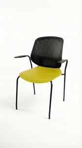 Nouvelle chaise de bureau moderne en cuir synthétique avec accoudoirs métalliques, pivotante, réglable, base à roulettes, assise ergonomique pour usage professionnel - Product Image 5