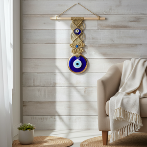 10x30cm Macramé Tenture Murale Evil Eye Ornement Verre Design - Product Image 3