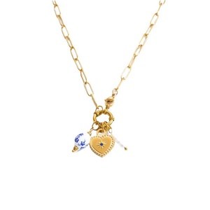 Collar de Acero Inoxidable Hecho a Mano Estilo Chino, Joyería de Acero Inoxidable Chapada en Oro de 18k, Colgante de Corazón, Cadena para Clavícula - Product Image 6