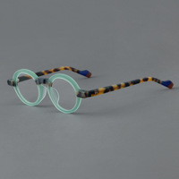 Montures de lunettes de vue pliables sans monture en acétate faites à la main, de haute qualité, vintage, UV400, unisexes, petites lunettes optiques rondes