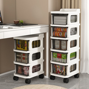 Nuovo arrivo tipo ruota Multi-strato a pavimento-supporto in plastica scaffale Snack armadi carrello mobile <span class=keywords><strong>con</strong></span> cassetto portaoggetti - Product Image 4