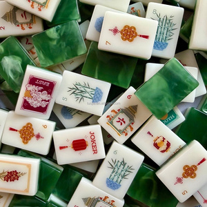 Mahjong Americano de Lujo Moderno de Alta Gama, Plegable y Portátil, Verdant Fortune, 160 Fichas, Grabado por Ambos Lados, Mahjong de Perlas para Navidad - Product Image 4