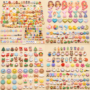 Abalorios de resina Kawaii de nube arcoíris, cabujones de base plana, <span class=keywords><strong>sirena</strong></span>, purpurina, corazón, girasol, cara sonriente, castillo, coche de policía fantasía, DIY - Product Image 1
