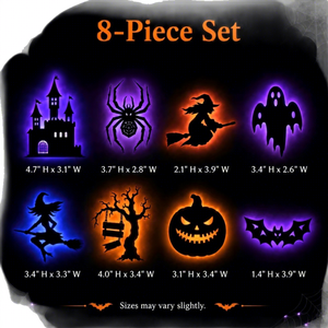 Autocollants muraux LED silhouettes d'Halloween, décorations alimentées par piles, lot de 8 à 48, style moderne et minimaliste - Product Image 4