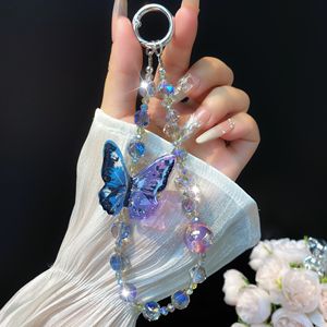 Correas de Muñeca con Cristales de Imitación Estilo Y2K para Teléfonos Móviles, Correas con Llavero, Correa de Teléfono Celular con Cuentas de Mariposa - Product Image 1