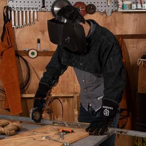 Capa de Soldadura de Cuero Vacuno Anticorte, <span class=keywords><strong>Camisa</strong></span> de <span class=keywords><strong>Soldador</strong></span> Resistente a las Llamas, Color y Talla Personalizables, <span class=keywords><strong>para</strong></span> Hombre y Mujer, 100% Alta Calidad - Product Image 2