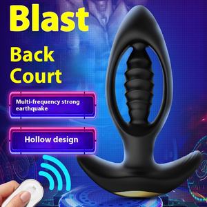 Uzaktan kumanda Metal Anal Plug seks oyuncakları titreşim ejderha matkap geri mahkeme stimülasyonu ile Hollow Anal boncuk tasarım - Product Image 4