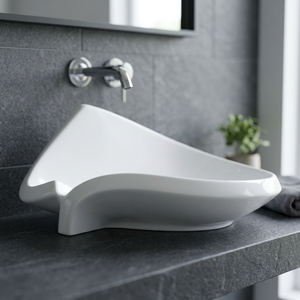 Kkmoon — Lavabo de Table transparent et en céramique, pour verre trempé, évier et évier, produits sanitaires, de haute qualité, blanc, transparent - Product Image 6