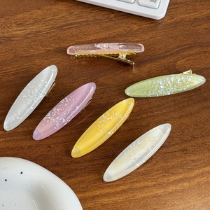 Nouvelle Pince à Cheveux Élliptique en Acétate Tendance avec Paillettes Fines, Design Bec de Canard pour Franges Latérales, Accessoires Cheveux Fille, Vente en Gros - Product Image 1