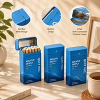 Boîte à cigarettes rectangulaire en aluminium personnalisée avec couvercle à charnière, revêtement UV, logo personnalisé