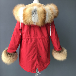 Vendita calda di moda Parka con cappuccio in pelliccia di volpe soffice pelliccia di volpe rossa collo in vera pelliccia Parka <span class=keywords><strong>donna</strong></span> - Product Image 5