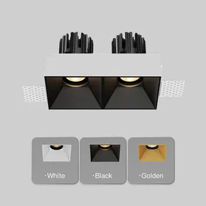 XRZLux ראשים כפולים מרובעים תאורת LED מתכווננת נגד בוהק שקוע COB LED למטה אור אלומיניום ETL LED פח אורות 30W