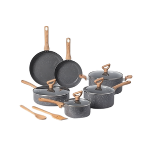 Juego de Utensilios de Cocina de Aleación de Aluminio con Sartén Antiadherente y Tapa de Vidrio para Cocina de Inducción y Estufa de Gas - Product Image 1