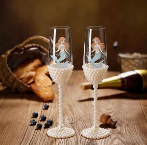 Copas de Champán de Cristal sin Plomo con Diseño de <span class=keywords><strong>Sirena</strong></span> y Temática Oceánica, de Lujo y Personalizadas, para Fiestas, Bodas, Regalos Empresariales, Juego de Copas para Vino - Product Image 1