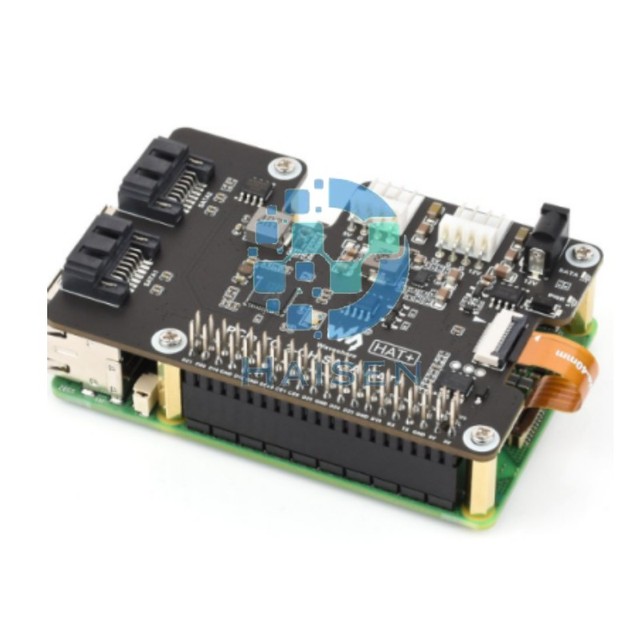 PCIe to 2-Ch SATA Adapter for Raspberry Pi 5 Supports SATA Hard Drive Protocol HAT + Standard Driver-free Plug and Play