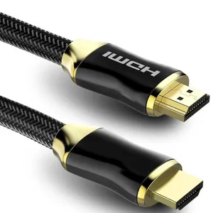 Fabricant de câbles hdmi Lijie Tresse en nylon courte 0.5m 1m 1.5m Coque en alliage de zinc plaqué or Contact Câbles HDMI en gros